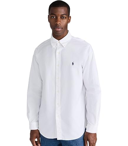 Ralph Lauren Men Solid Sport Oxford Shirt (L, Basic Ralph Lauren White) at Amazon Men's Clothing store