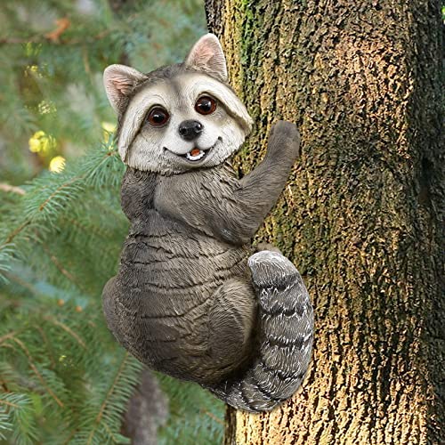 Goodeco Tree Hugger Sculpture Garden Statues Raccoon Up a Tree Garden