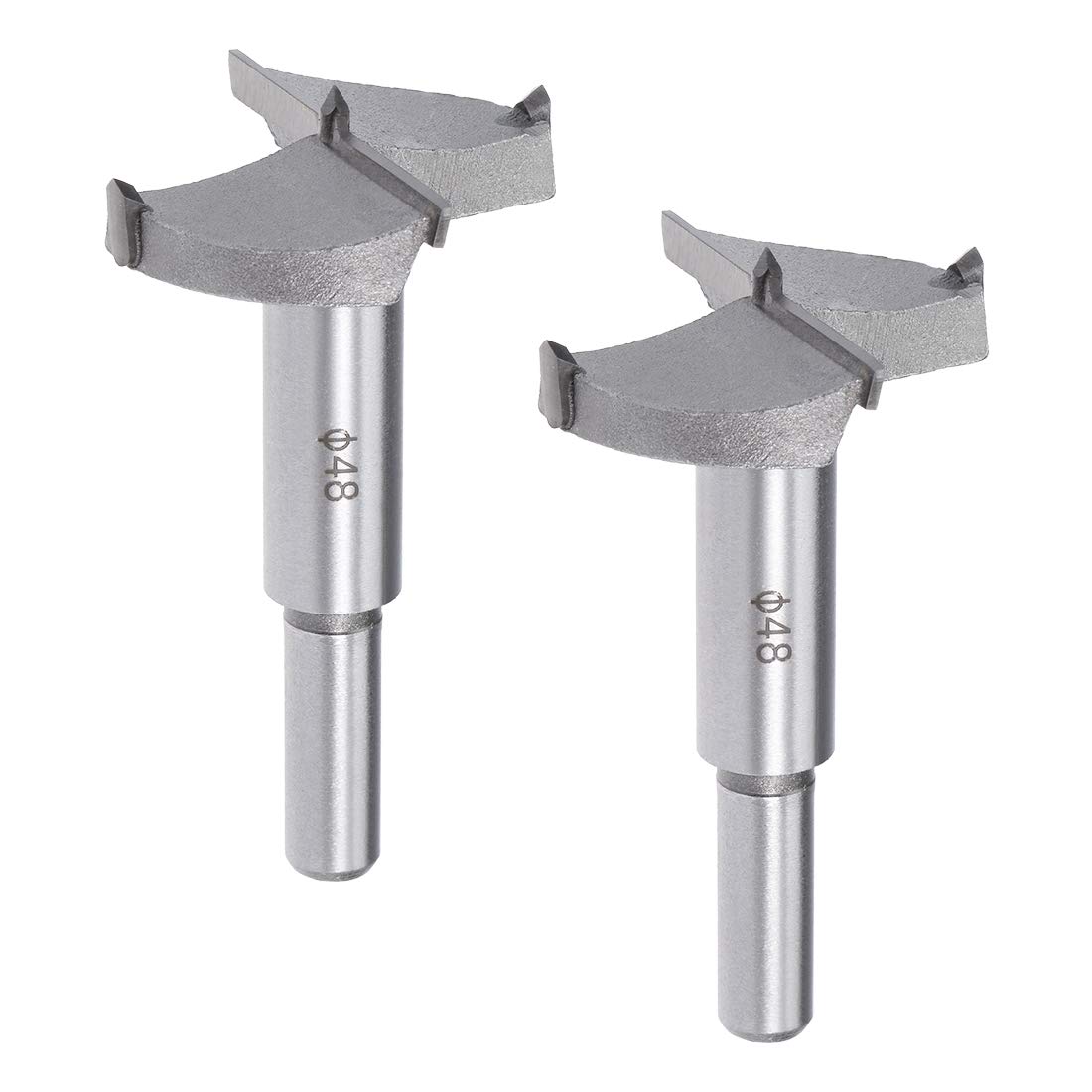 Sourcingmap Forstner Drill Bits 48mm, Tungsten Carbide Wood Hole Saw Auger Opener, Woodworking Hinge Hole Drilling Boring Bit Cutter, 2pcs (Gray)