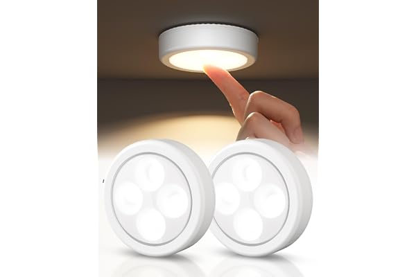 EZVALO LED Puck Lights, Built-in Rechargeable Battery Touch Light, 2.5'' Mini Tap Lights, Wireless Closet Light,Under Cabinet