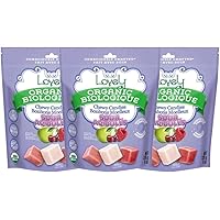Lovely Candy Organic Sour Chewy Candies 5oz (6-pack) | Raspberry, Apple, & Cherry | Vegan, Gluten Free, Non-GMO, No Artificial Ingredients