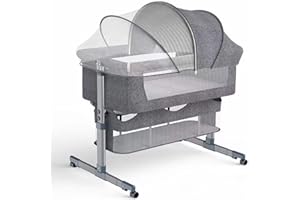 Lennox Furniture Baby Bassinets Bedside Portable Baby Crib with Storage Basket Easy Folding Bedside with Breathable Mattress 