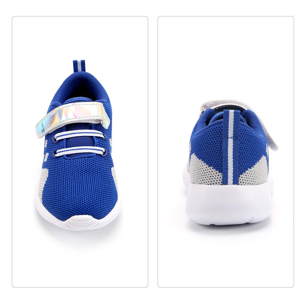 EIGHT KM Boys Toddler Kids EKM7021 Lightweight Breathable Blue/Grey Fly Knitted Sparkly Velcro Sneakers School Shoes Size 10.5 US 2019 Thanksgiving