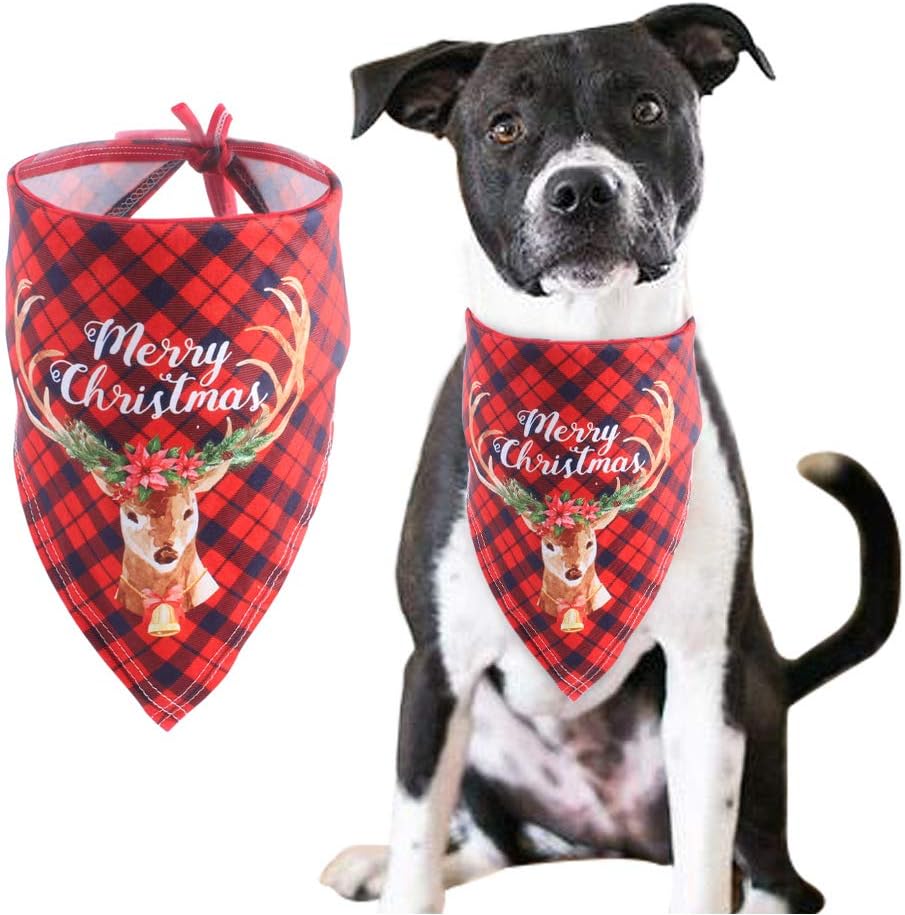 Puppy Christmas Bandana, Santa Dog Triangle Scarfs, Washable Dog Christmas Bandana for Puppy Small, Medium and Large Pet (red)