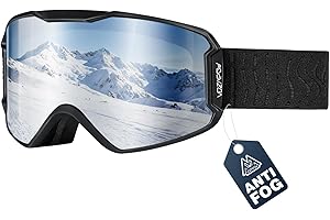 VOZAPOW Ski Goggles Over Glasses with HD Lens, 100% UV Protection Snow Snowboard Goggles Anti Fog for Men, Women, Youth
