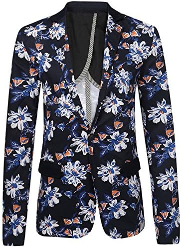 Mildred Jones Men Printed Blazers Floral Pattern Slim Fit Long Sleeve Blazer Spring Autumn Casual Floral Blazers Item 10 L