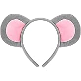 Tepoobea Halloween Mouse Ears Headband, Grey Mouse Ears Animal Halloween Costume Accessories Adult Women, Rat Ears Headband Dress Up