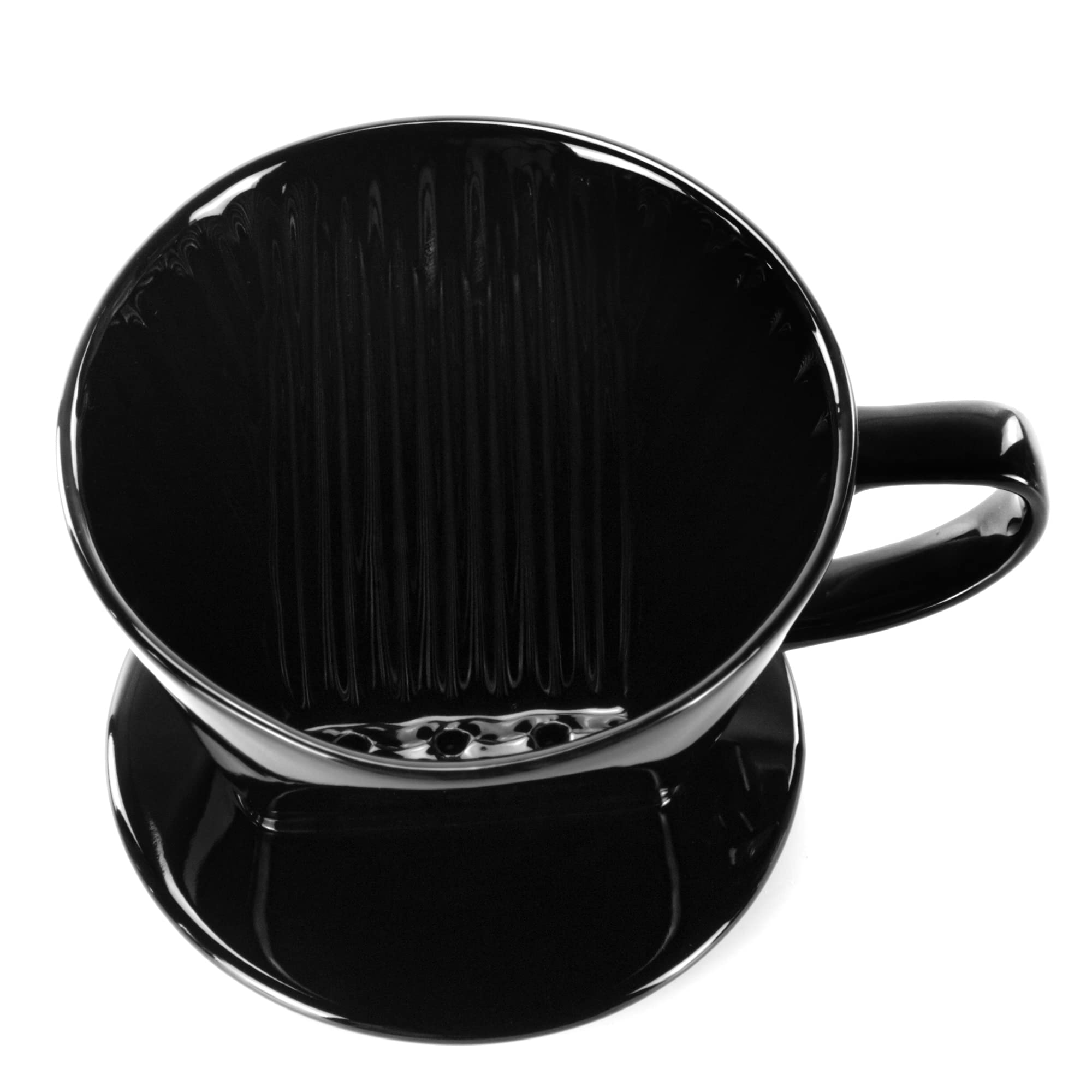 LHUKSGF Pour Over Ceramic - Coffee Dripper Ceramic Coffee Maker with 3 Holes Flat Bottom, Porcelain Slow Filter Cone for Travel, Camping, Office, Home, Coffee Maker Brew, Black