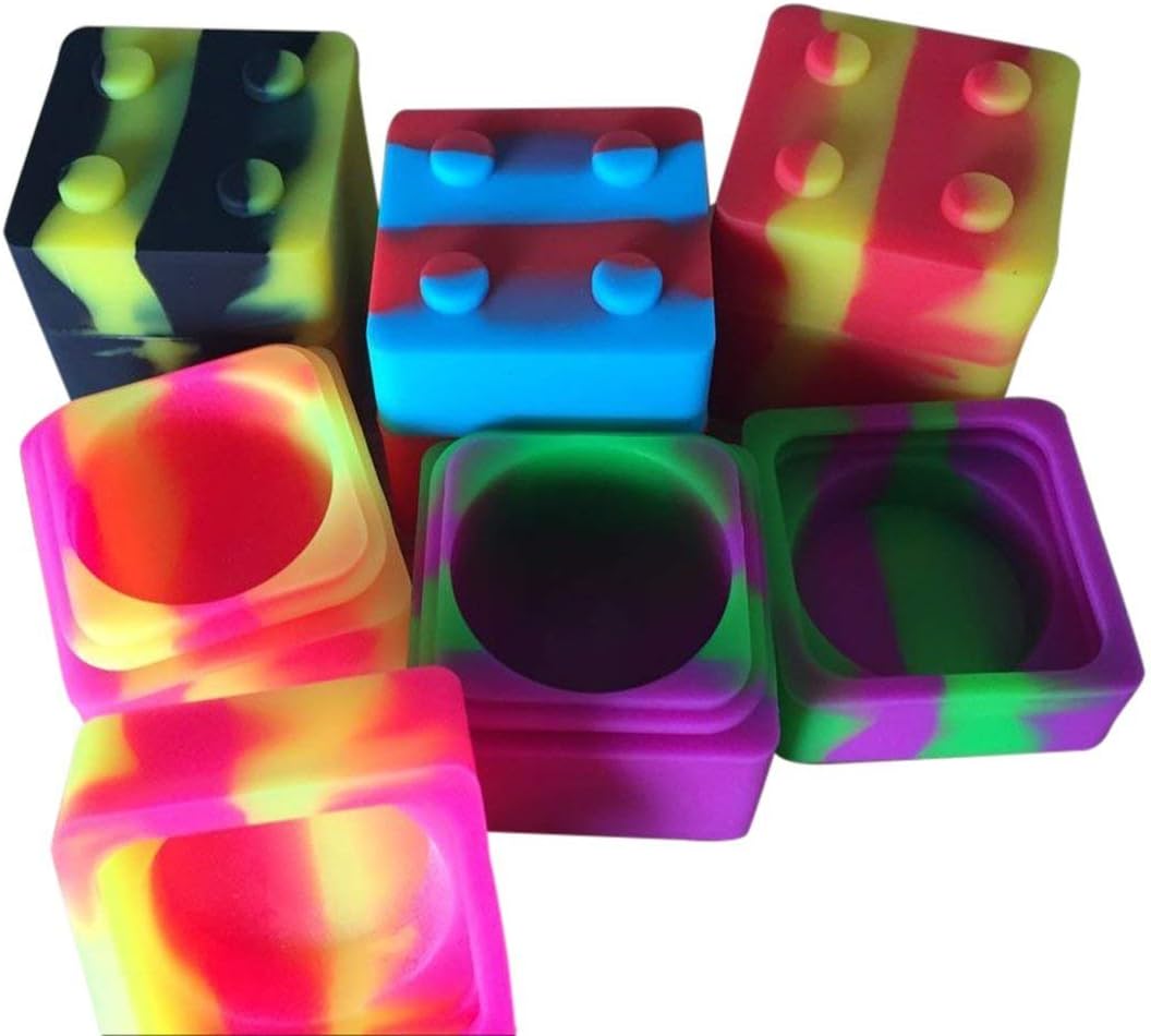 HONEYYE 11ml 50pcs Square Silicone Container Oil Wax Concentrate Containers Jars +1 Siliver Tool