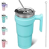 BJPKPK 20oz Tumbler With Handle Insulated Cups With Lid And Straw Reusable Stainless Steel Tumblers,Turquoise