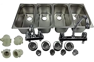 WATERWORKS CONCESSION 4 Compartment Concession Sink Portable 4 Traps HandWashing Food Truck Trailer