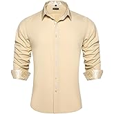 DiBanGu Men's Dress Shirt Long Sleeve Casual Button Down Shirts Regular Fit Inner Contrast Shirt for Business Party