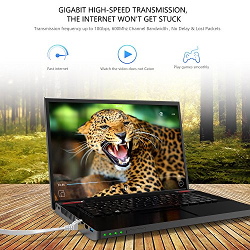 Lovicool CAT 7 Ethernet Patch Cable 100ft Ultra Flat Internet Networking Cords speed up to 10Gbps Gold Plated 8-core Shielded RJ45 Connectors for Modem Router LAN Network White 30m