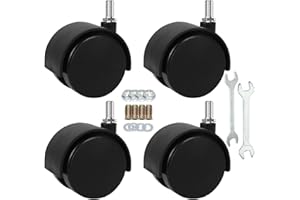 YEWEKE 2" Stem Casters Replacement Casters Threaded Swivel Furniture Caster Wheels with Brakes 100Lbs (5/16-18-Black-No Brake)