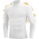 RIKUAOU Men's Thermal Long Sleeve Shirts, Fleece Lined Mock Turtleneck Underwear Top, Athletic Base Layer for Cold Weather