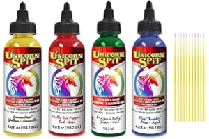 Unicorn SPiT Gel and Glaze Stain in one Bundles - 4 4oz. Bottles with Trebbies Detail Sticks (Joy Collection)