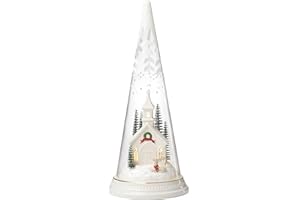 Lenox 896634 Lit Christmas Cone with Church Scene, Holiday Decor