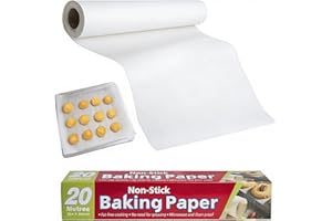 Unbleached Parchment Paper Roll for Baking, 12 in x 66 ft, 65 Sq.ft, Non-Stick Kitchen Baking Paper for Air Fryer, Oven, Stea