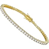 LGYIC Tennis Bracelet for Women|3MM Cubic Zirconia|18K White/Yellow Gold Plated Bracelets|4-Prong-Setting CZ