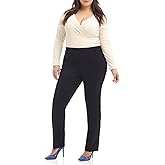 Rekucci Curvy Woman Ease into Comfort Plus Size Straight Pant w/Tummy Control