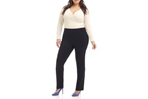 Rekucci Curvy Woman Ease into Comfort Plus Size Straight Pant w/Tummy Control