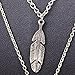 Boosic Multi-layer Leaf Feather Pendant Necklace Turquoise Bohemian Necklace For Women