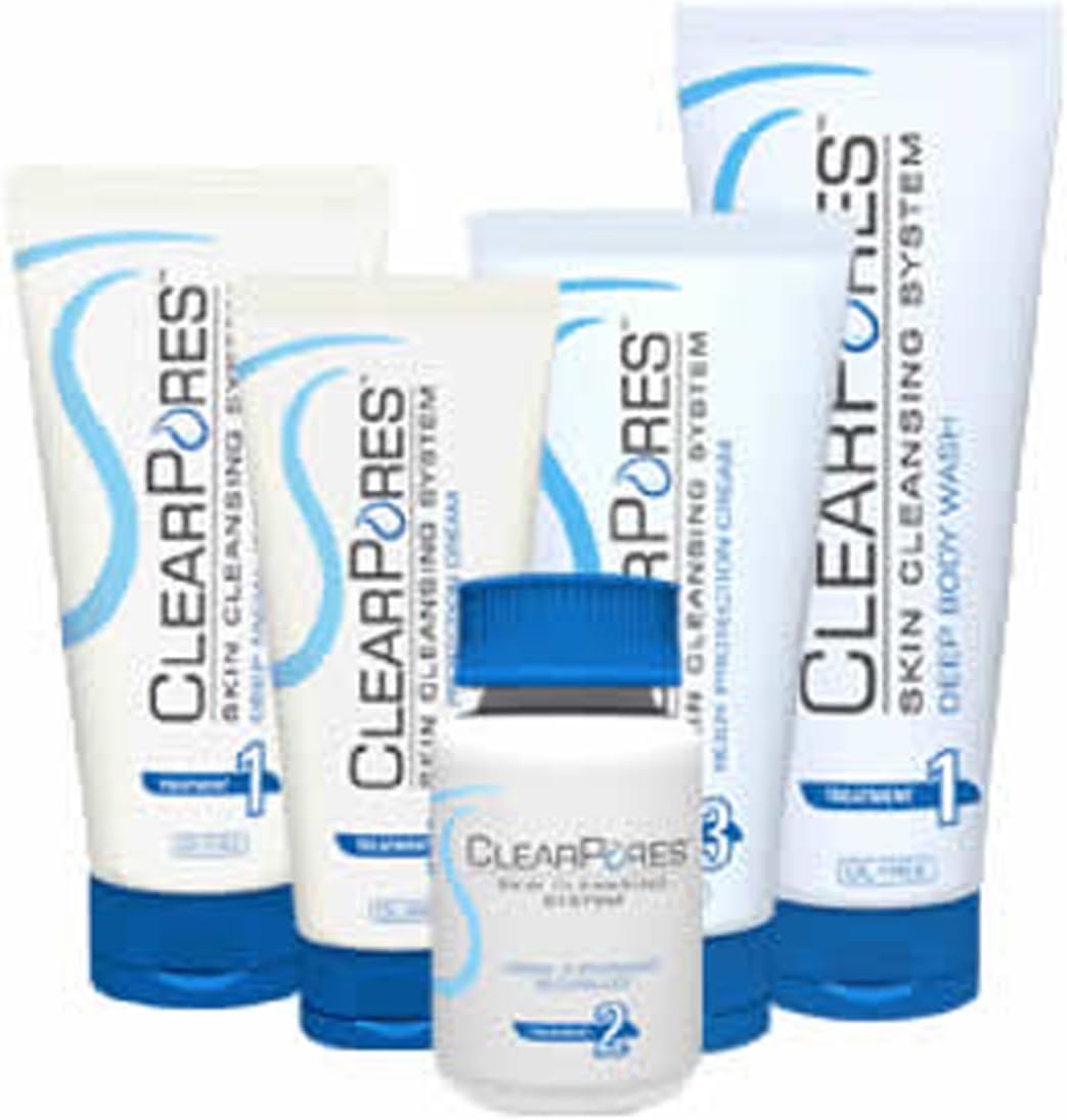 ClearPores Complete System - Acne Treatment - Clear Pores Deep Facial Wash Herbal Supplement Facial Protection Cream Body Protection Cream
