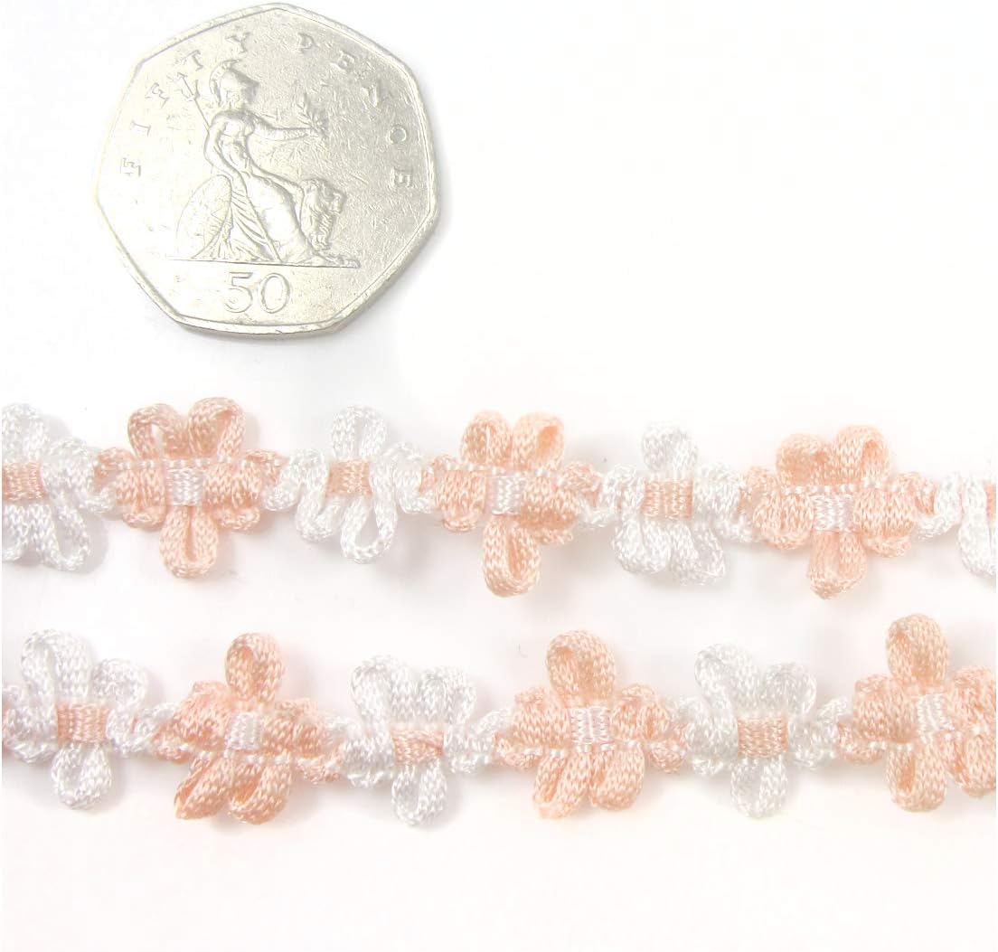 Floral Design Sewing Trimming/Edging 15mm *21 Styles* Decorative Trim UK (H5129 Peach, 5 Metres)
