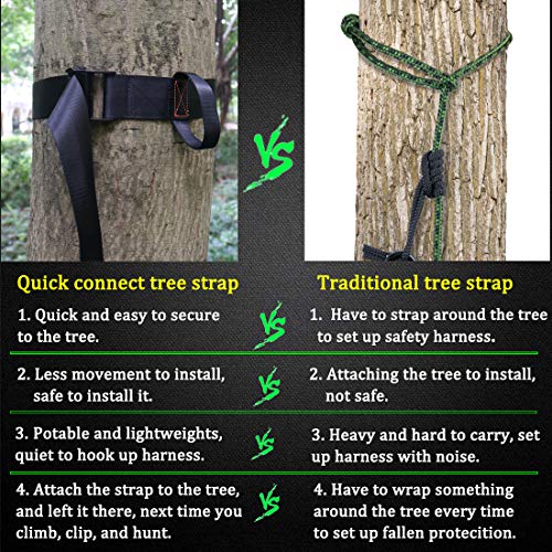 Boaton Fall Protection Tree Strap, Quick and Quiet Set Up to Tree Stand Safety Harness, Tree