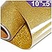 ARHIKY Glitter Heat Transfer Vinyl HTV for T-Shirts 10Inches by 5 Feet Rolls(Gold)