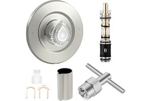 UCDETD Satin Nickel Shower Trim Kit, Compatible with Moen T470 Chateau Shower Trim Kit for 1225 Trim Kit, With 1225 Replacement Cartridge, 104421 Removal Tool, Escutcheon, Tubes, Shower handle and Screws