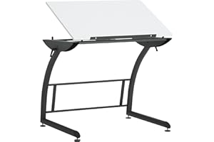 SD STUDIO DESIGNS Triflex Drawing Table, Sit to Stand Up Adjustable Office Home Computer Desk, 35.25" W X 23.5" D, Charcoal Black/White