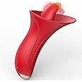 Clitoral Licking Vibrator Rose Sex Toys for Women, 2 in 1 Clitoral Nipple Stimulator with 7 Tongue Licking & 7 Vibrating Modes, Female Adult Sex Toy Anal Clit G Spot Vibrators for Sexual Pleasure