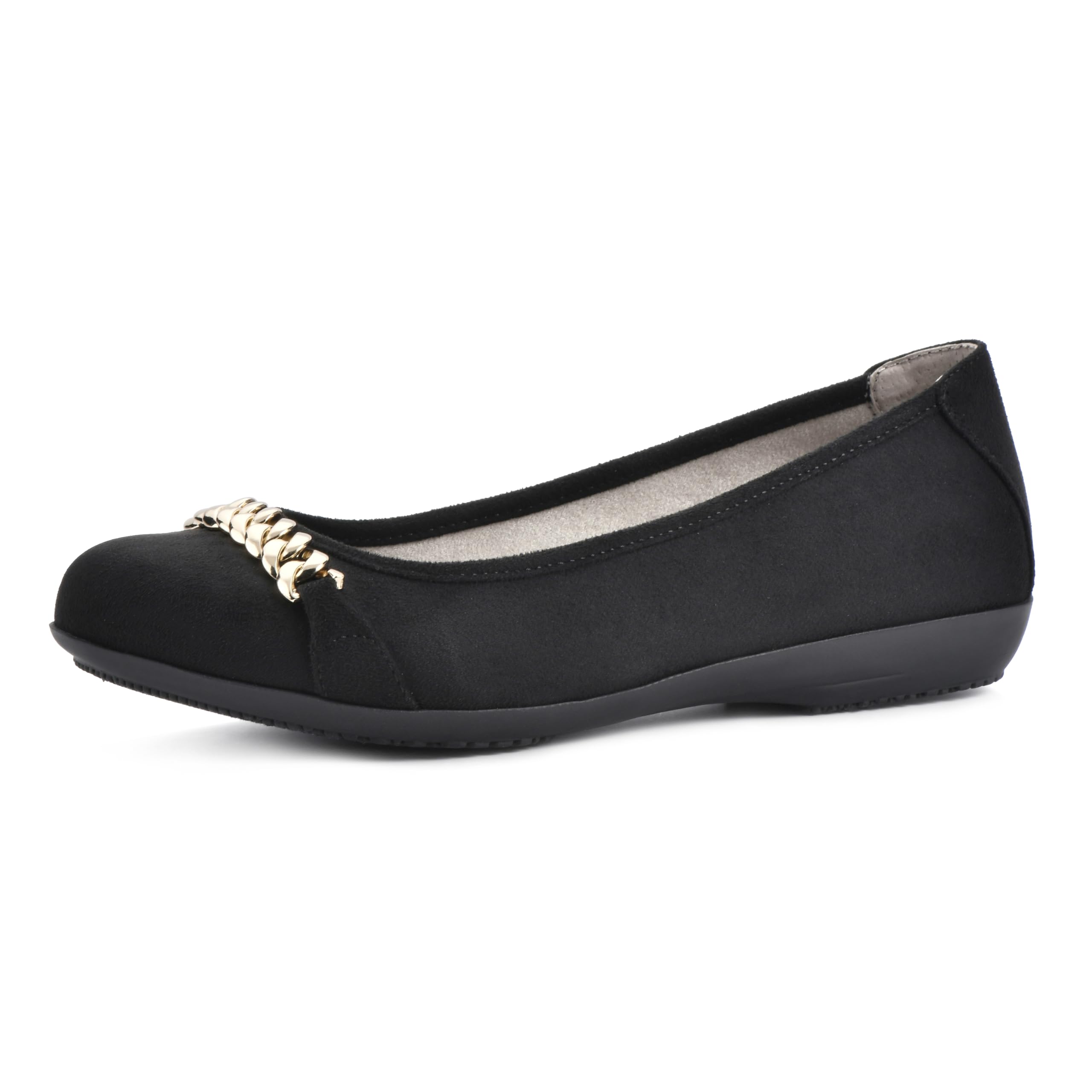 CLIFFS BY WHITE MOUNTAIN Women’s Charmed Flat, Black/Suedette, 7.5 W