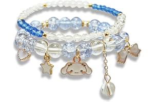 ZMANYIJEW Crystal Bead Bracelet for Women, Cinnamoroll Matching Beaded Bracelets for Best Friend