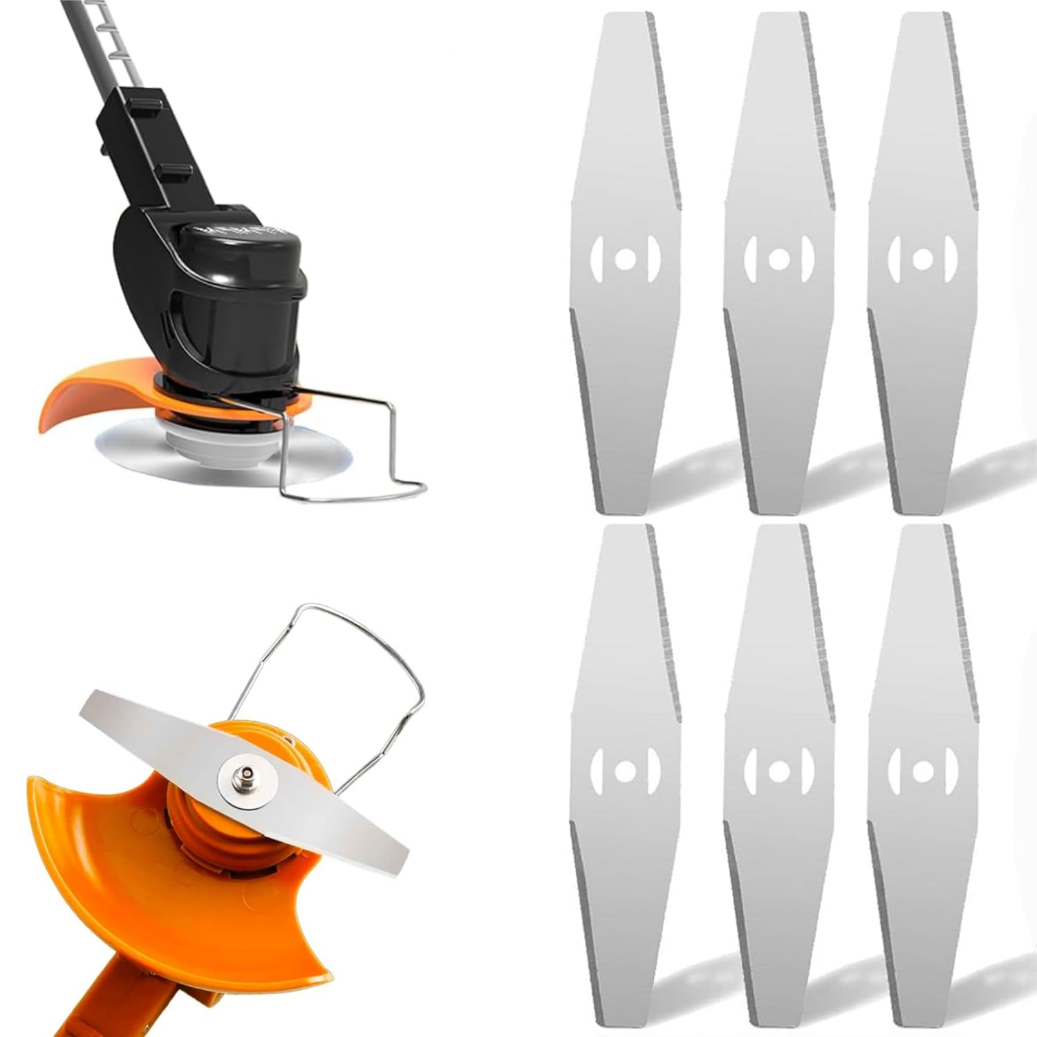 FENGSHENG-SHOP 6 Pcs Cordless Strimmer Blades Replacement Accessories, Grass Strimmers Metal Blades Set, Spare Garden Strimmer Blades, Stainless Steel Blades for Mowing Lawns