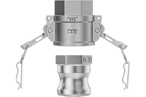 GOLUMINI 316 Stainless Steel Cam & Groove fittings，1" NPT Female Camlock and 1" NPT Female Thread Groove hose fitting，Camlock Fitting apply to Industrial and Agriculture.(Cam lock 1" Type D + Type A)