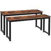 HOOBRO Dining Benches, Pair of 2 Industrial Style Indoor Benches, Durable Metal Frame, for Kitchen, Dining Room, Living Room, Rustic Brown BF01CD01