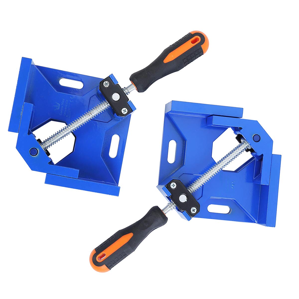 TOPWAY 90 Degree Right Angle Clamp, 2PCs Set Single Handle Corner Vice Aluminum Alloy Adjustable Swing Bench Tool for DIY Woodworking Welding Cabinet Drawer Carpenter, Blue 402308