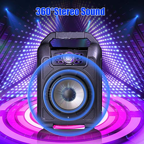 Portable PA Speaker System Wireless Bluetooth Karaoke Machine Rechargeable Speaker Toys for Kids & Adults,with Disco Ball, Wired Microphone