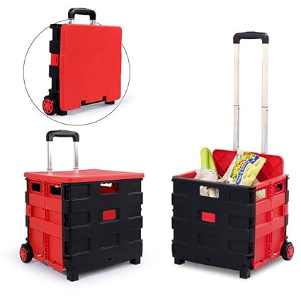 CLDGF Warenkorb Faltwagen Trolley 35KG Tragender Gurt Einstellbarer Griff