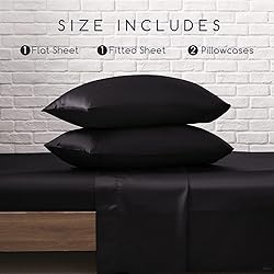 MR&HM Satin Bed Sheets, Full Size Sheets Set, 4 Pcs