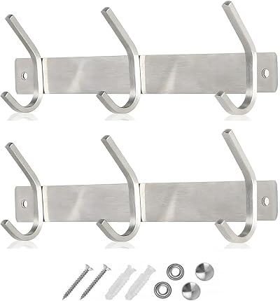 GlazieVault Stainless Steel Coat Hooks Wall Mounted Pack 2