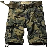 AKARMY Men's Camo Cargo Shorts Outdoor Multi-Pocket Cotton Casual Shorts with No Belt