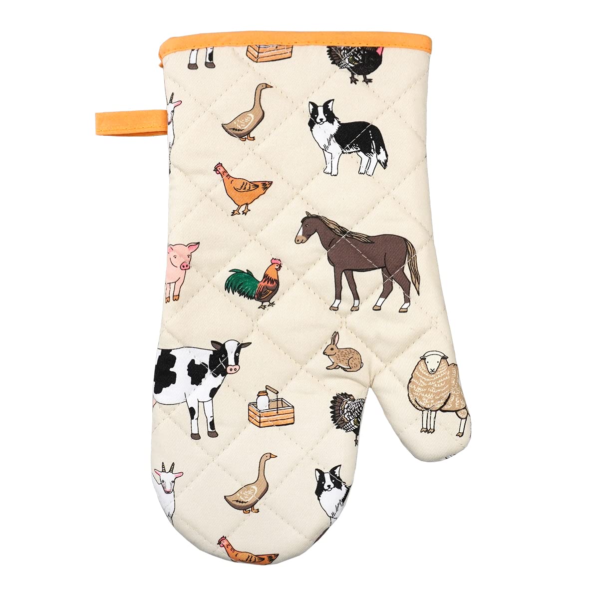 SiXsigma Sports Single Oven Gloves Heat Resistant For Cooking - Quick Dry Oven Mitts Kitchen Gloves For BBQ, Cooking, Grilling & Baking For Women & Men (Farmer Kitchen)