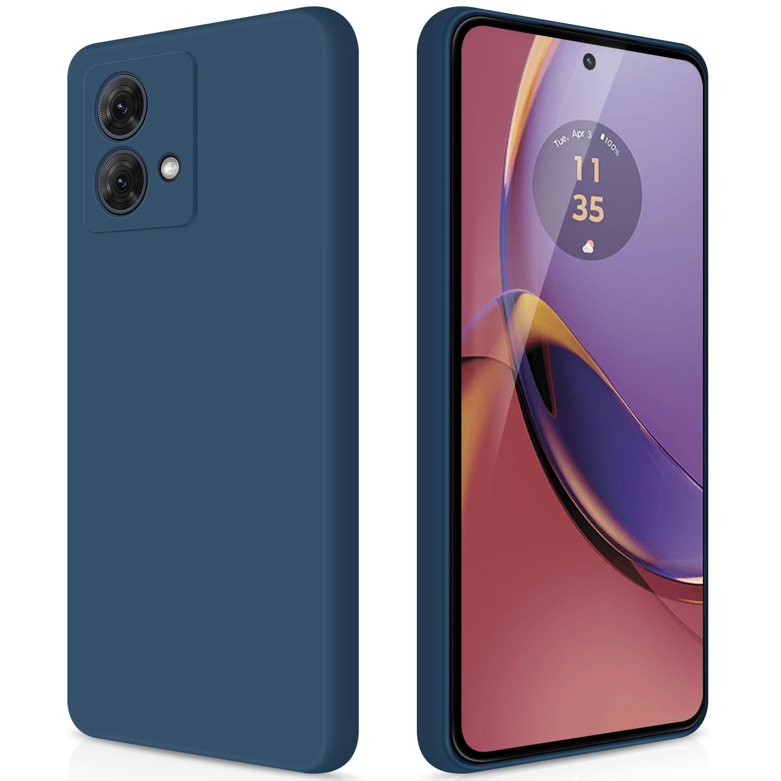 GiiYoon Case Compatible with Motorola Moto G84, Silky-Soft Touch Full-Body Protective Phone Silicone Case, Shockproof Cover with Microfiber Lining, Blue โ image 1