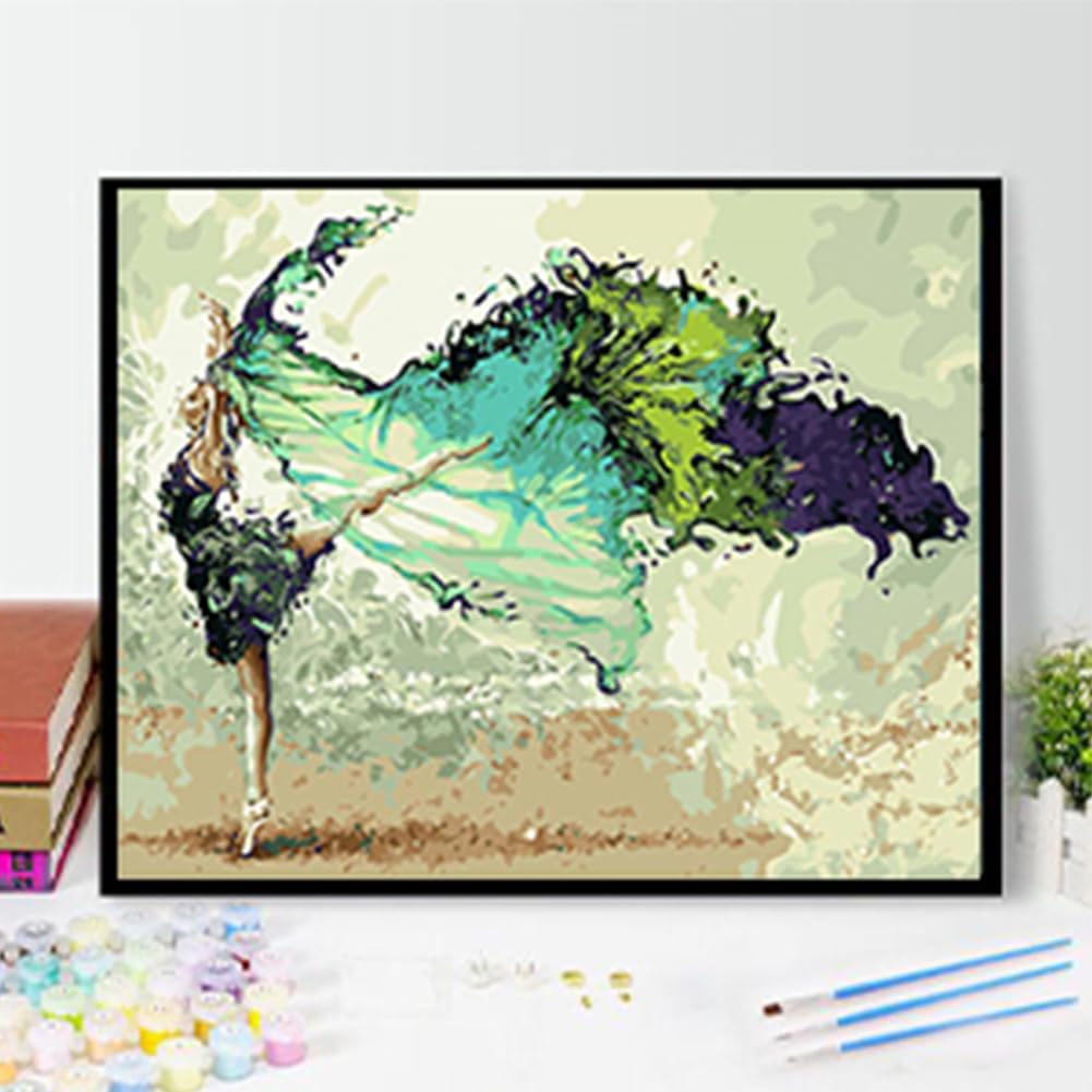 CaptainCrafts Paint by Numbers for Adults DIY Oil Painting Paint by Numbers with Canvas Acrylic Art Crafts House Decor 16x20 Inch (with Frame, Ballet Dancer)