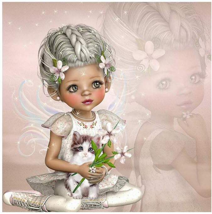 MEIbax DIY 5D Diamond Painting, Full Drill Kits for Adults, Diamond Painting Kits Full Drill Home Wall Decor,Lovely and Fresh Girl (30x30cm)