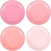 AimFun Pink Paper Plates Gradient Pink Party Plates 7”Disposable Round Dessert Plates for Birthday Wedding Bridal Engagement Baby Shower Party Supplies 4 Colors (24)