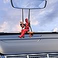 Funny Anime Car Pendant Reading Deadpool Ornaments Auto Rearview Mirror Decoration Car Accessories Christmas Gifts Car Interi